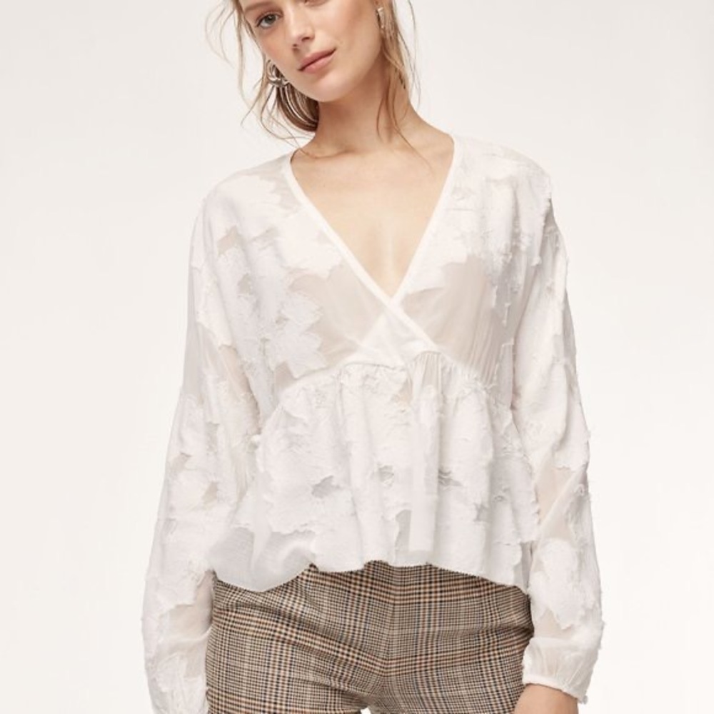 Wilfred Deep V Peplum Blouse